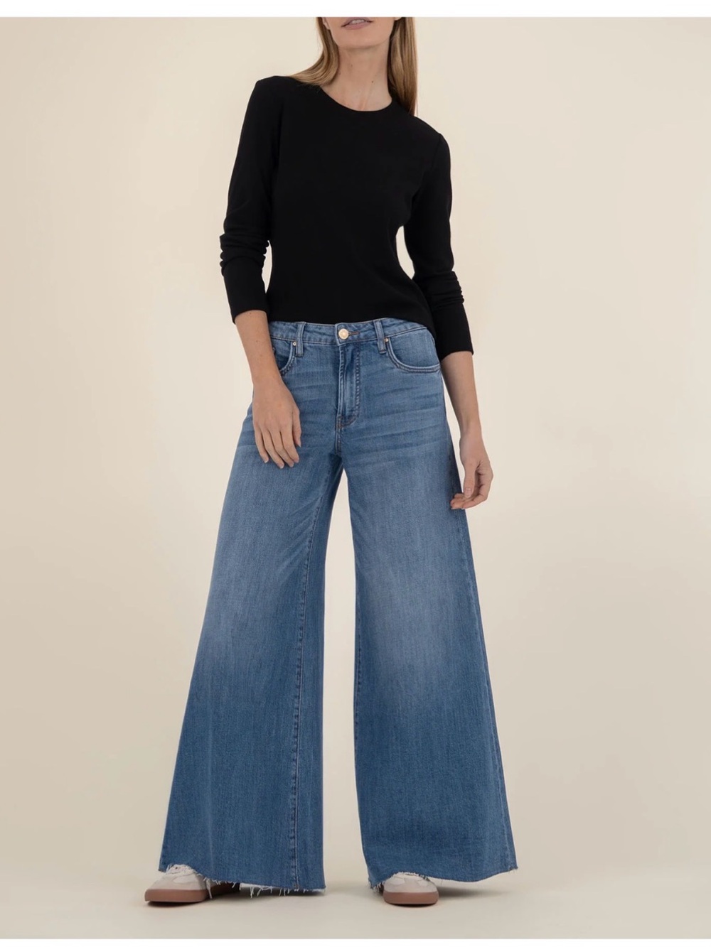 Kut from the Kloth Blake Wide-Leg High-Rise Jeans in Charming Medium Wash SZ. 10